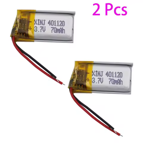 2Pcs 3.7V 70mAh Rechargeable Li Lipo Battery 401120 For Headset MP3 GPS Camera Driving Recorder Blue