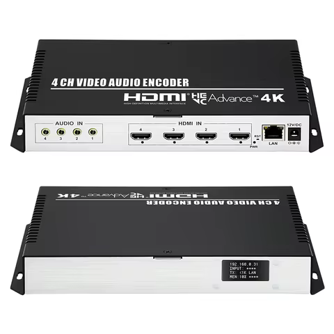 4-Channels 4K HDMI to IP Streaming Encoder H.265 H.264 IPTV HDMI Video Encoder with UDP HLS RTMP RTS