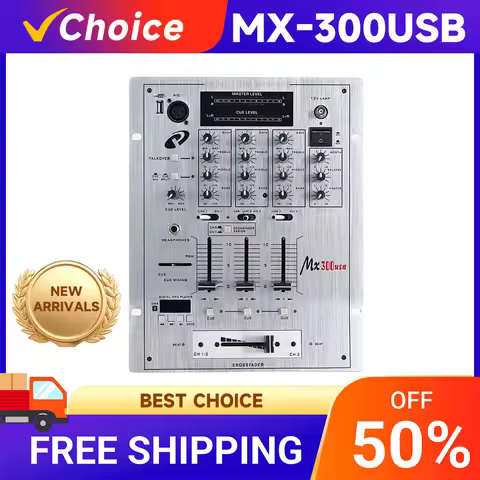 MX300 Professional 3-Channel Digital Audio DJ Mixer and Mixing Console with BPM Counter VCA Control 