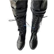 รองเท้าบูทคอสเพลย์แนวสตรีมพังค์ชุดคอสตูมสำหรับผู้ใหญ่ฮาโลวีนสำหรับผู้ชายรองเท้าหนังโจรสลัด Viking รอ