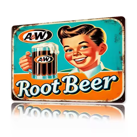 HD Tin Sign Vintage A&W Root Beer Retro Metal Tin Sign for Bar Wall Decor