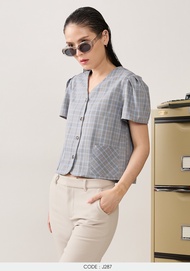 VERONIQA Jacket AM-J287 by AMILA เช็คสูทติ้ง แขนสั้น IGPU25-4