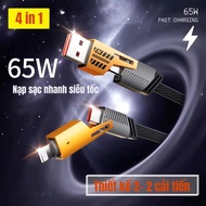 Fengzhi Life 4 in 1 65W Fast Charging Cable 4 USB Type-C LN Braided Wire 1M Tangle-Free Fast Chargin