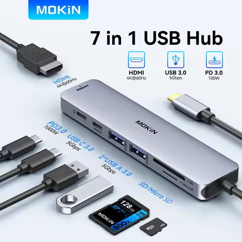 MOKiN USB HUB to 4K HDMI Type C Hub Adapter Docking Station for MacBook Pro/Air USB 3.0 SD/Micro SD 