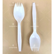 Packaging Disposable 6" Plastic Spork Spoon Fork Party Cutlery Plastik Sudu Garfu Panjang Pakai Buan