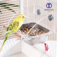 GIOVANNI Cage Mounted Bird Feeder, Acrylic Anti Splashing Bird Food Dispenser, Bird Supplies Anti-sp