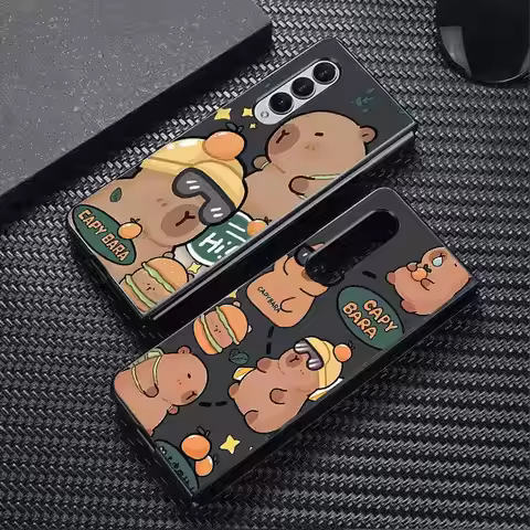 Funny Capybara Cute Cases for Samsung Galaxy Z Fold6 Z Fold3 ZFold4 Z Fold5 5G Z Fold4 5G Coque Bump