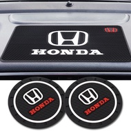 HONDA Car Coaster Non-slip Water Cup Holder Pads Logo Cup Mat Accessories Fit CIVIC Accord HR-V CR-V Odyssey S660  Ridgeline Passport Pilot Freed