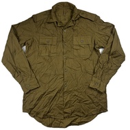 เสื้อเชิ้ต แขนยาว vgt 1988 Romanian Army Field Jacket Shirt Military สีเขียว ผ้าคอตตอล100 ผ้าบาง ใส่