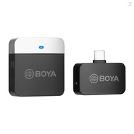 BOYA BY-M1LV-U 2.4GHz Wireless Microphone System Transmitter + Receiver Mini Recording Mic with Type-C Port Replacement for Android Smartphones Tablets Vlog Recording Live Stream V