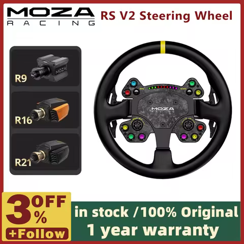 MOZA Racing RS V2 with 13 Inch Steering Wheel Compatible with All MOZA Wheelbases with Mechanical Ke