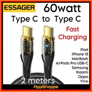 ESSAGER 60W Type C to Type C Data Cable Charging Cable Fast Charging 2m