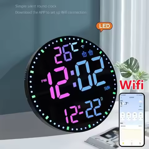 LED Digital Wall Clock RGB Perpetual Calendar Living Room Decoration Clock Wifi App Control Countdow