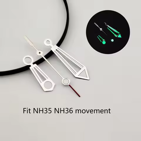 Silver Aiguille Seamaster Style NH35 Hands Green C3 Luminous Watch Pointers for Seiko Mod NH35 NH36 