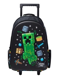 【發光閃閃車輪】Minecraft 18L 60 cm 大容量拉桿背包背囊| 黑色 | 兒童旅行袋｜小學書包 中小學背包｜ 平行進口
