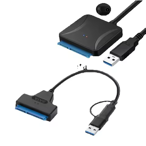 SATA to USB 3.0 Adapter Cable 0.7 Feet, Black, USB-C/USB-A 3.0 to SATA III Hard Drive, Suitable for 