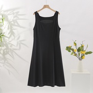 Plus Size Women's XL-4XL Sleeveless Black Dress Oversized Fashion Solid Color Long Summer Dresses