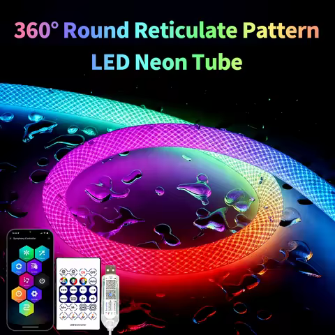 Flexible Silicon Light Tape 360 Degree Smart RGB DC5V WS2812B WS2811 Round Reticulate Pattern Neon L