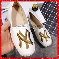 giày lười nữ giày slion nữ thêu NY đế bệt cao su đúc khâu viền da mềm siêu xinh