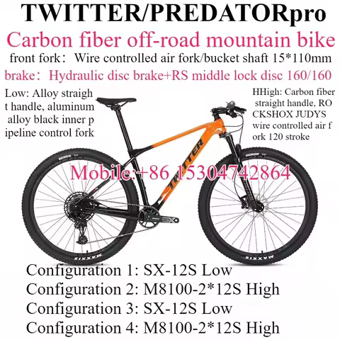 TWITTER PREDATORpro SX-EAGLE-12S/XT-M8100-24S XC-Class Off-Road Carbon Mountain Bike Hydraulic Brake