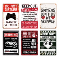 Funny Game Metal Sign Tin Sign Gamer At Work Sign Retro Signs Wall Decor For Gaming Room Metal Signs