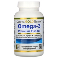 California Gold Nutrition, Omega-3, Premium Fish Oil, 100 Fish Gelatin Softgels