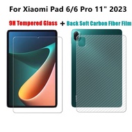 For Xiaomi Pad 6 / 6 Pro MI Pad 5/5Pro 11" 2021 Tempered Glass Screen Protector Back Rear Carbon Fiber Film Sticker + Clear Tempered Glass