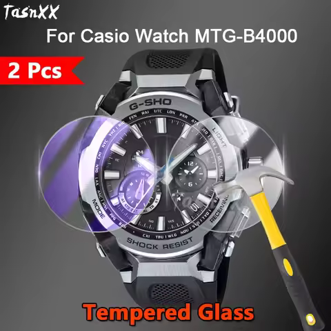 2Pcs For Casio G-Shock Watch MTG-B4000 2.5D Ultra Slim Clear / Anti Purple Light 9M Tough Tempered G