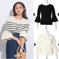 🧚‍♀️日牌（米白/黑）預購 貴牌Jusglitty. 知性美.喇叭袖.針織上衣
