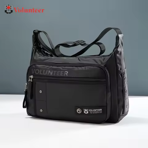 VOLUNTEER 14L Balck Messenger Bags for Men Waterproof Crossbody Bag Man 2025 New Commuter Large Capa