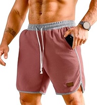 Men's Casual Waffle Gym Shorts Elastic Waist Drawstring Sweat Shorts Lightweight Mens Basketball Sho