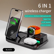 Yashinuo Multi-functional 6-in-1 Wireless Charger Clock Folding Fast Charge For Iphone & Andriod Dev