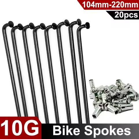 20Pcs 10G Diameter 3.0mm Round Body Electric Bicycle Wheel Spokes 45# Steel Black Color J-bend E-bik
