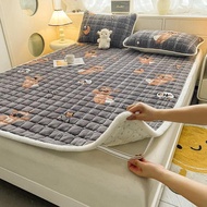 Warm Mattress Topper Quilted Bed Mat Cover Velvet Bed Linen Plaid Mattress Protection Pad матрасы дл