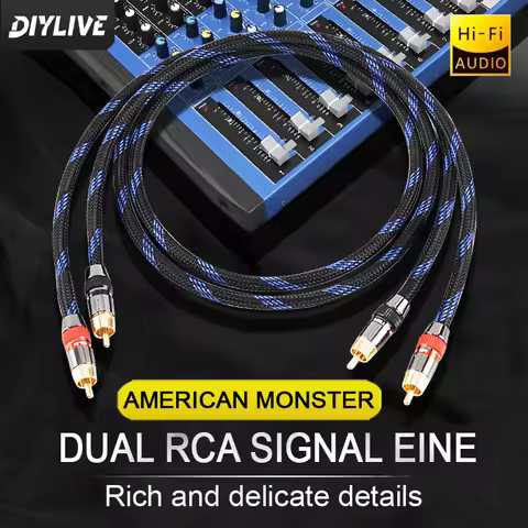 Cable de Audio RCA estéreo 6N OFC macho a macho Cable de Audio 2RCA a 2RCA con conector chapado en o