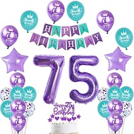 Balloon 75th Birthday Fruaen Decoration Purple, Birthday Decoration 75 Years Fruaen Balloon, Giant F