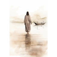 2025 Jesus Walking On Water Watercolor Art Prints Religion Posters Cross Crucifixion Canvas Wall Pai