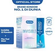 Durex Invisible 10s - Kondom Extra Tipis + Tahan Lama Pria + Play Lubricant 50ml