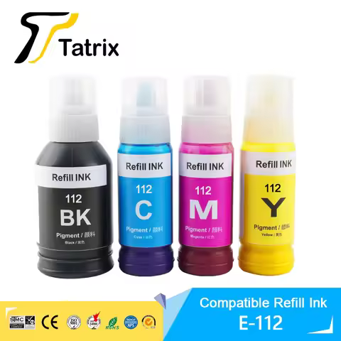 Tatrix 112 Premium Color Compatible Bulk Bottle Water Based Refill Ink for Epson EcoTank L6550/L6570
