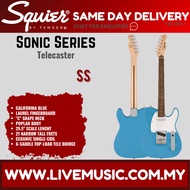 Squier Sonic Telecaster Electric Guitar w/White Pickguard, Laurel FB, California Blue