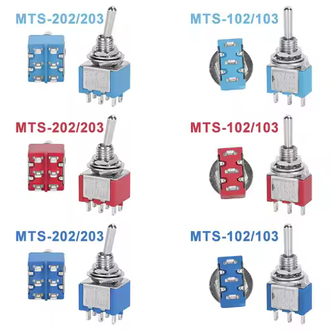 10Pcs Waterproof Cap Miniature Toggle Switch ON-OFF-ON / ON-ON SPDT DPDT MTS-102 MTS-103 MTS-202 MTS