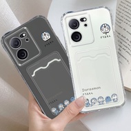 Clear Card Slot Doraemon Pattern Fullcover Casing For Redmi K50 Ultra/K60 Ultra/K70E/9 Power/9T/9 Pr