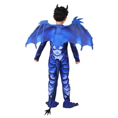HAni 2025 Boys The Frost Blue Dragon Knight Cosplay Jumpsuit Kids Halloween Carnival Theme Party Mas