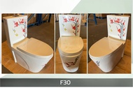 (มีให้เลือกกว่า 30 แบบ) สุขภัณฑ์ชิ้นเดียว ชักโครก รุ่น KW109F สีขาว ลายดอกไม้