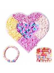 1600 piezas de cuentas de cerámica suave con forma de corazón y colores variados para hacer pendientes, pulseras y collares en casa