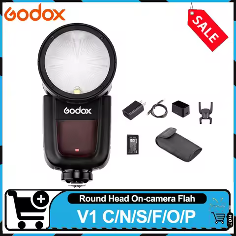 Godox V1 C/N/S/F/O/P High-speed Sync TTL Li-ion Round Head Camera Flash Work with Godox 2.4GHz Wirel