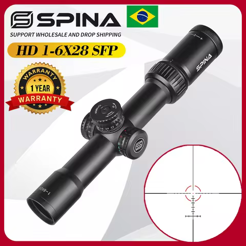 SPINA OPTICS LPVO HD 1-6x28 SFP Wide Angle Sight Tactical Hunting Rifle Scope Sight Glass Etched Ret