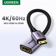 UGREEN Mini HDMI to HDMI Adapter Aluminum Shell 4K 60Hz for Raspberry Pi Zero 2 W/W DSLR Camera Camcorder Graphics Card Laptop Projector Tablet