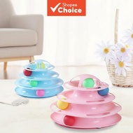 MeowFun 4-Layer Interactive Cat Toy - Spinning Tower with Balls & Feathers, Solo Play Fun for Cats, 