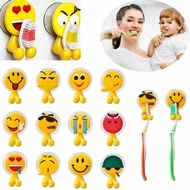(Random Color) Cute Emoji Expression Sucker Toothbrush Holder Kitchen Bathroom C